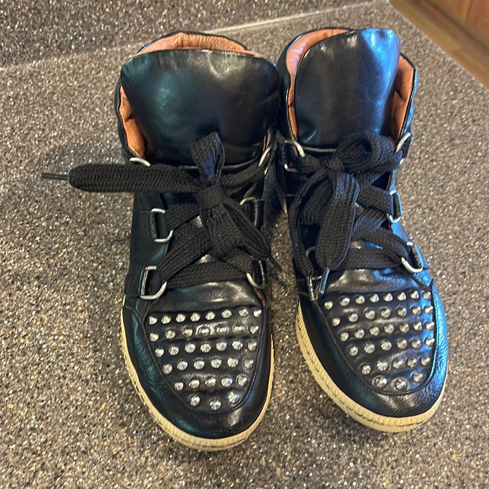 Sandro studded black high top sneaker.